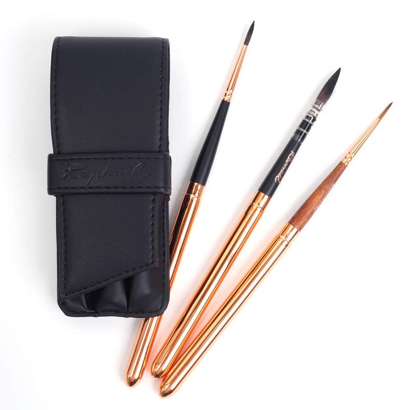 Raphael Le Voyageur 3-Brush Travel Set, Black Wallet - Image 4